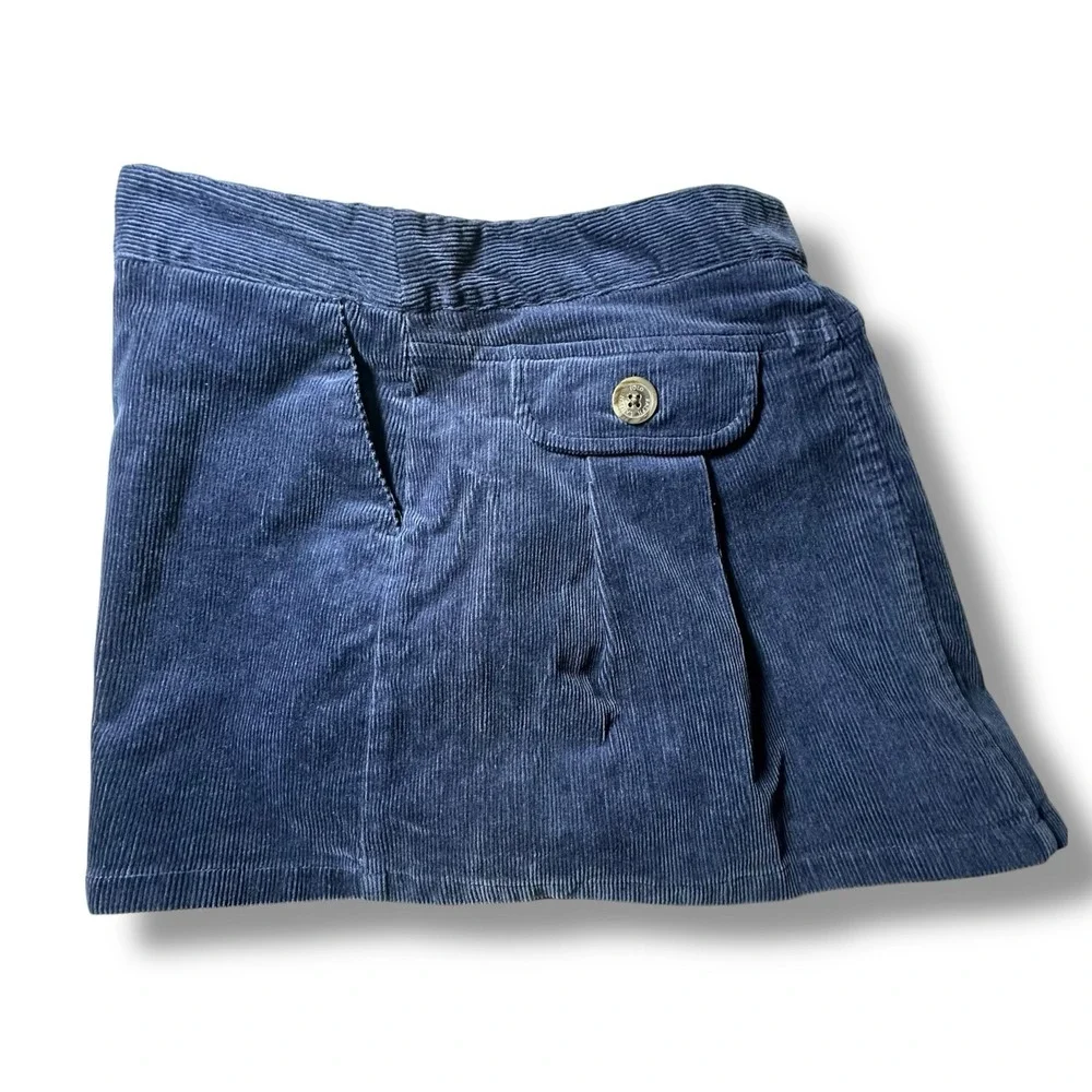 Ralph‎ Lauren Girls 10 Blue Corduroy Skirt Skort Preppy Nautical Pockets